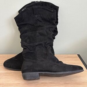 Comfortview Black Heeled Slouch Boots